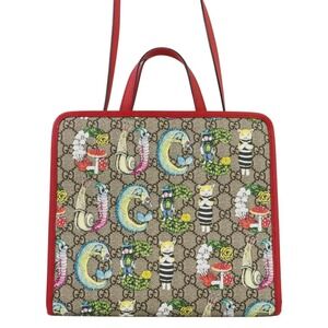 GUCCI Yuko Higuchi Children's GG Supreme 2-Way Tote Bag, Red, Women's